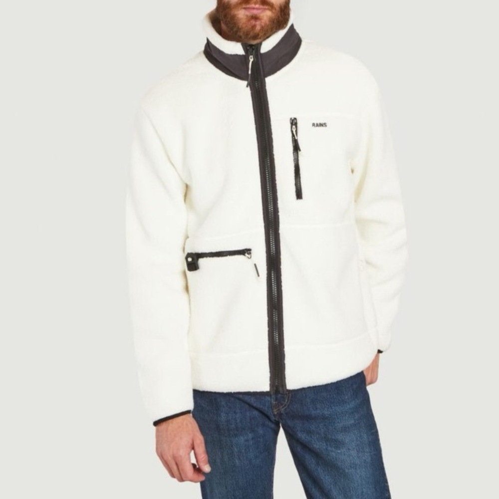 Rains Jacket Large Heavy Fleece Unisex Kurta in Fossil Gorpcore Outdoor Winter
